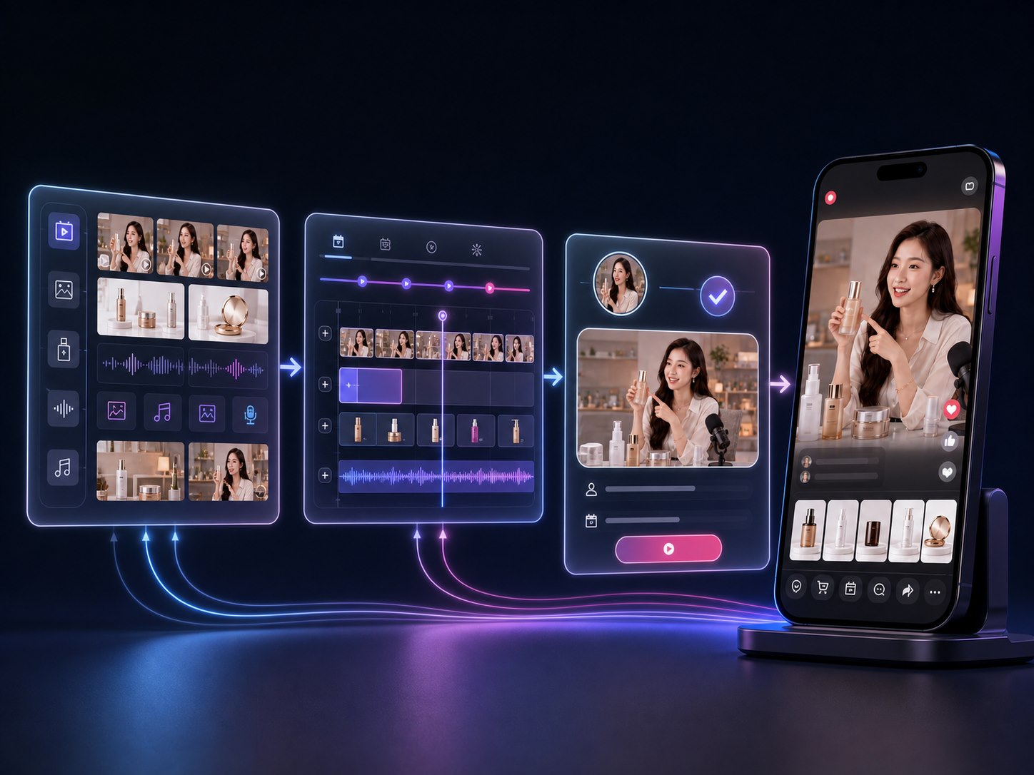 Alur penjadwalan konten dan live berbantuan AI