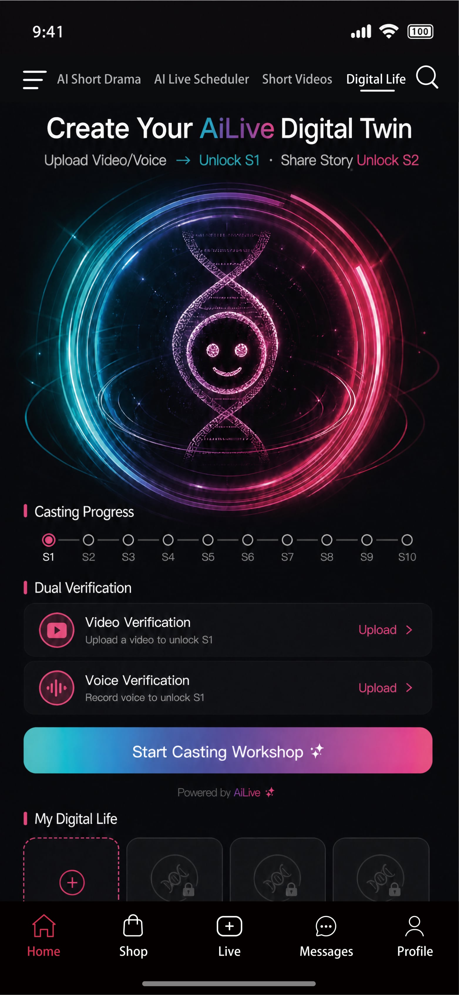 PeduliAI digital life creation interface in English